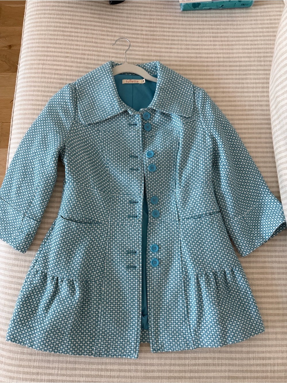 Light Blue Textured Pea Coat/Swing Coat
